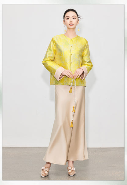 High-End Stylish Jacquard Tang Suit Inspired Top