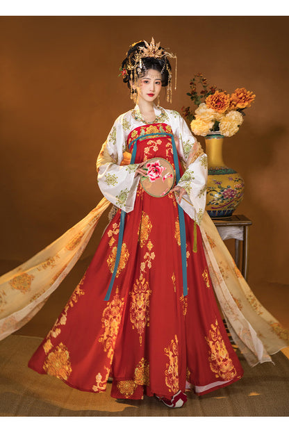 Oriental Ancient Hanfu Set — Spring Flowing Hezi Skirt Outfit