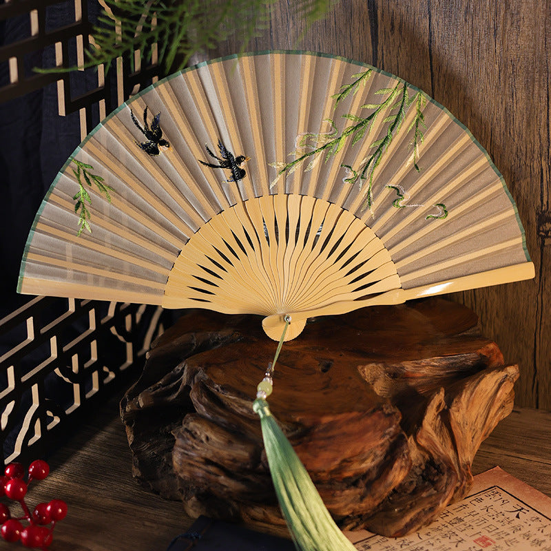Ancient Style Suzhou Embroidered Fan — Portable Chinese Style Fan