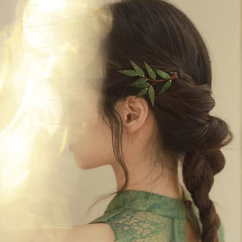 Bamboo Leaf Hair Clip New Chinese Style Hanfu Vintage Duckbill Clip