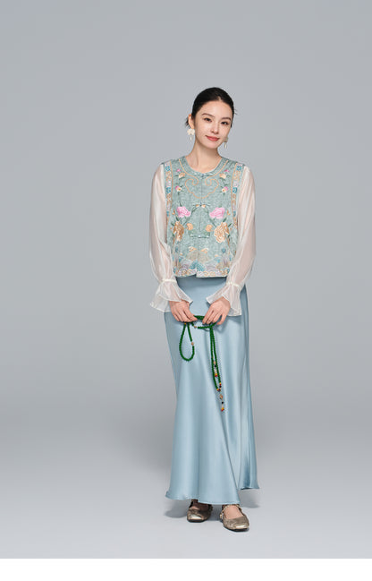 Embroidered Sleeveless Vest for Women