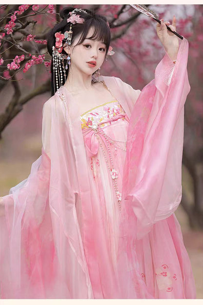 Tang Style Hanfu Set — Embroidered Ru Skirt & Large Sleeve Shirt