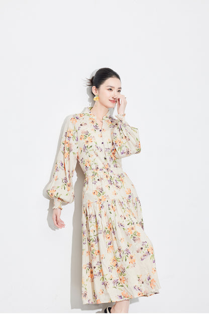 National Style Linen Floral Shirt & Skirt Two-Piece Set
