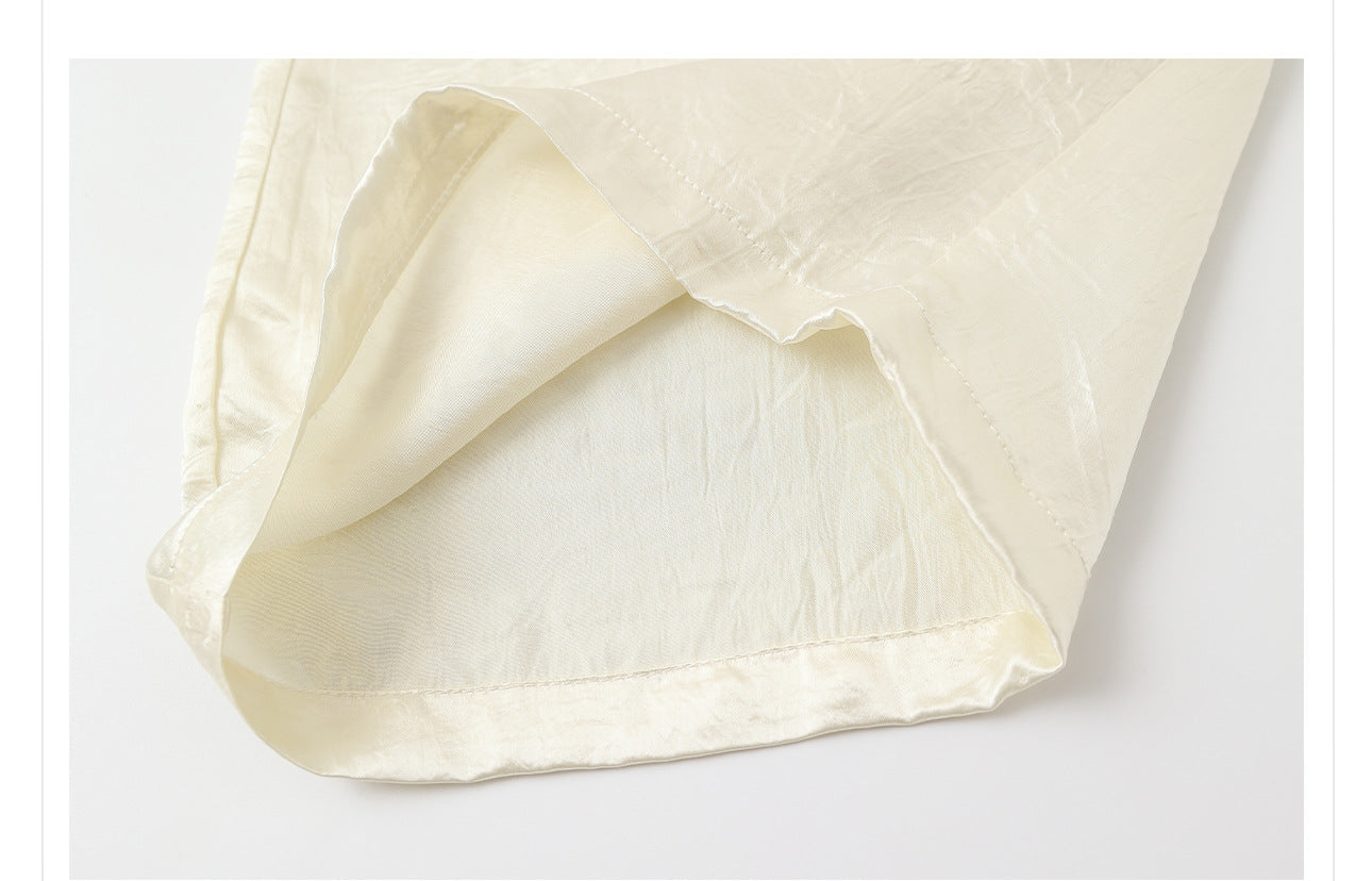 New Chinese Style High-Waist Wide-Leg Acetate Pants for Women