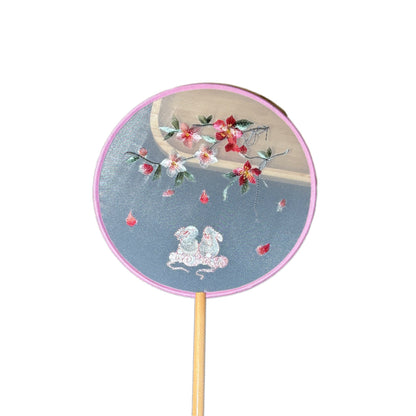 Handmade Chinese Round Fan — Summer Hanfu Cheongsam Embroidered Fan