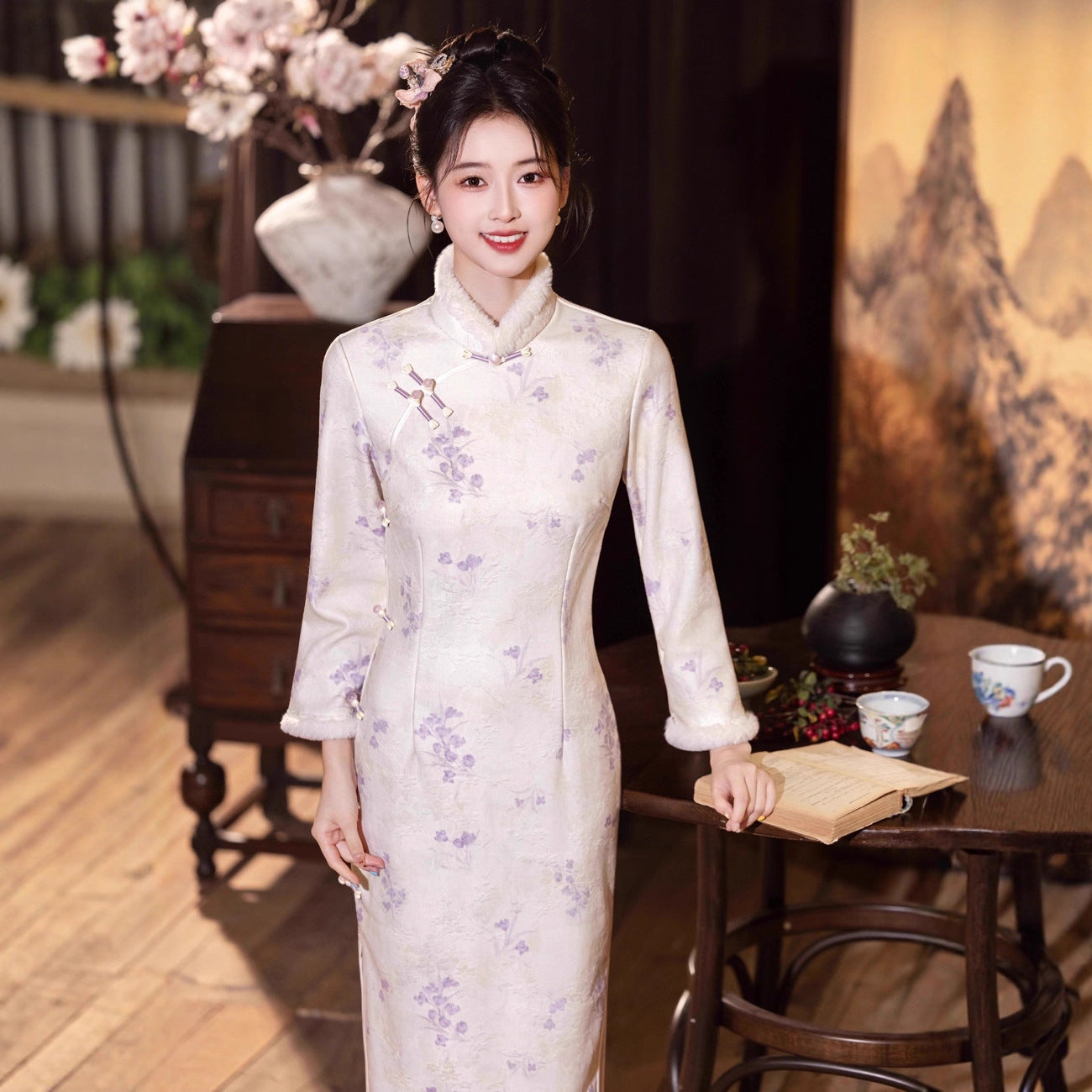 Elegant Improved Qipao – New Chinese Gentle Retro Winter Style