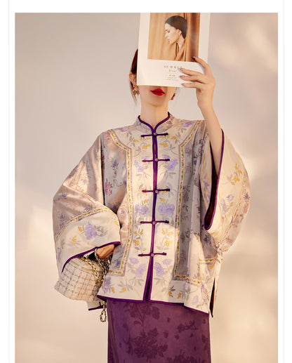 Early Autumn Silk Embroidered Retro Loose Chinese Style Jacket