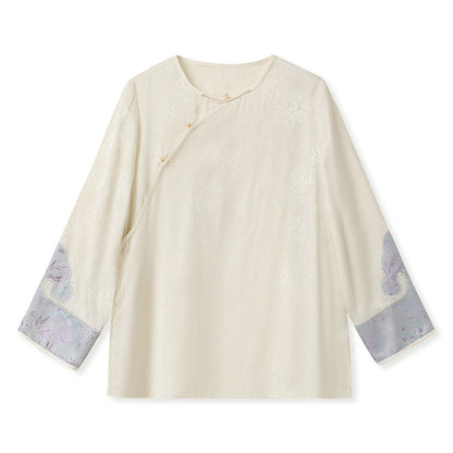 2025 New Chinese Style Elegant Jacquard Shirt | High-End Embroidered Button Top