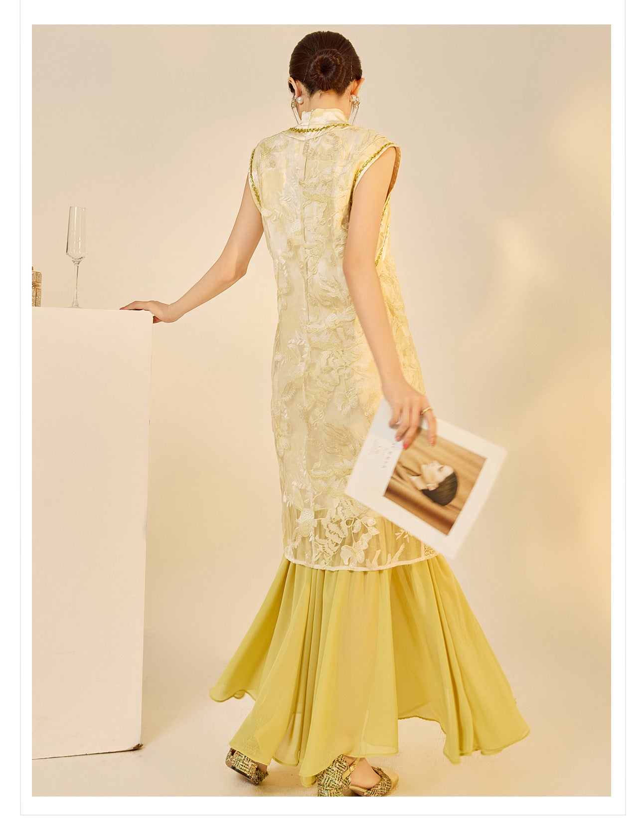 New Chinese Style Printed Cheongsam | Autumn Elegant Beaded Dress