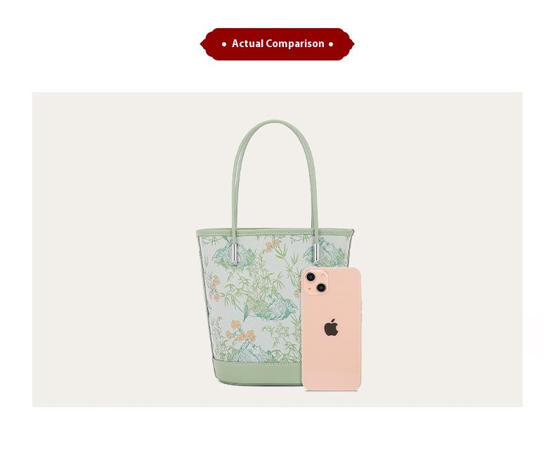 Song Brocade Silk Bucket Bag New Chinese Style Shoulder Crossbody Bag for Women