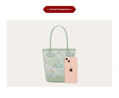 Song Brocade Silk Bucket Bag New Chinese Style Shoulder Crossbody Bag for Women