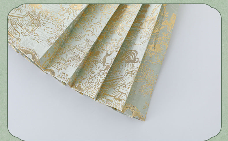 Girls Summer Hanfu Set — Short Sleeve Shirt & Mamian Skirt Two-Piece