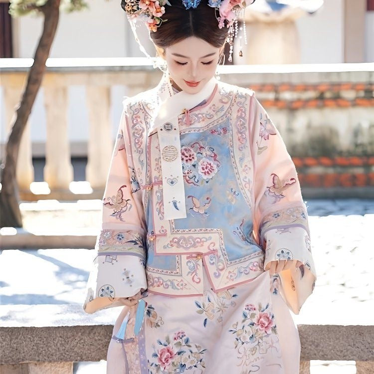 Qing Dynasty Princess Hanfu Gege Outfit – Palace Cheongsam Two-Piece Set