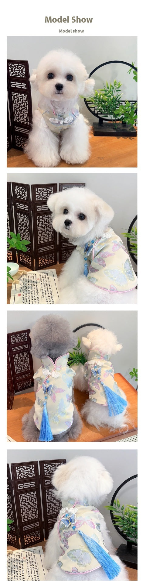 New Chinese Style Autumn Winter Pet Cheongsam for Small Medium Dogs