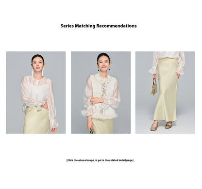 High-Waist Soft Cupro Silk Half Skirt for Women