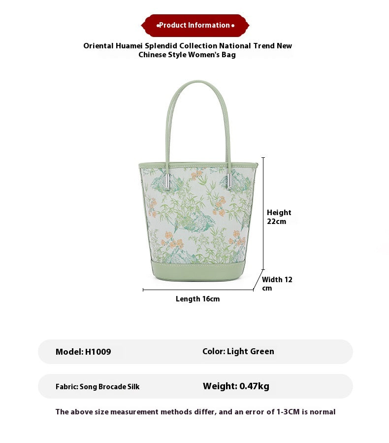 Song Brocade Silk Bucket Bag New Chinese Style Shoulder Crossbody Bag for Women