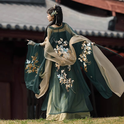 Oriental Ancient Hanfu — Chest-High Ru Skirt & Heavy Embroidery Outfit