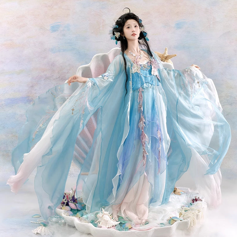 Fairy Tang Hanfu — Heavy Embroidery Large Sleeve Slip Dress for Women