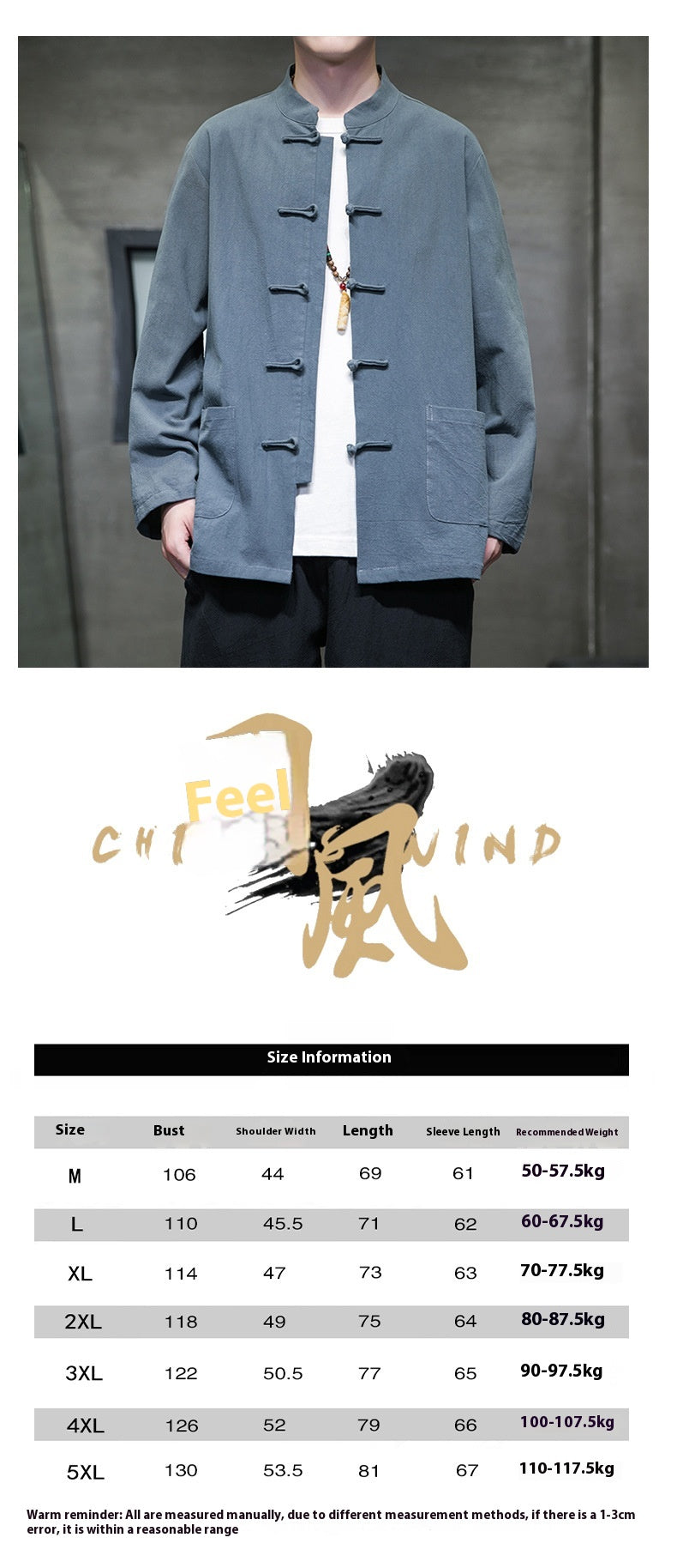 Mens Autumn Chinese Style Hanfu Tang Suit Button Up Cotton Linen Top