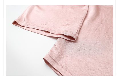 New Chinese Style High-Waist Wide-Leg Acetate Pants for Women