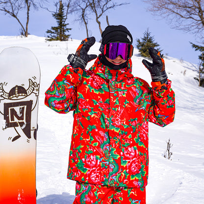 Northeast Large Floral Cotton Jacket Fleece Lined Warm Winter Coat