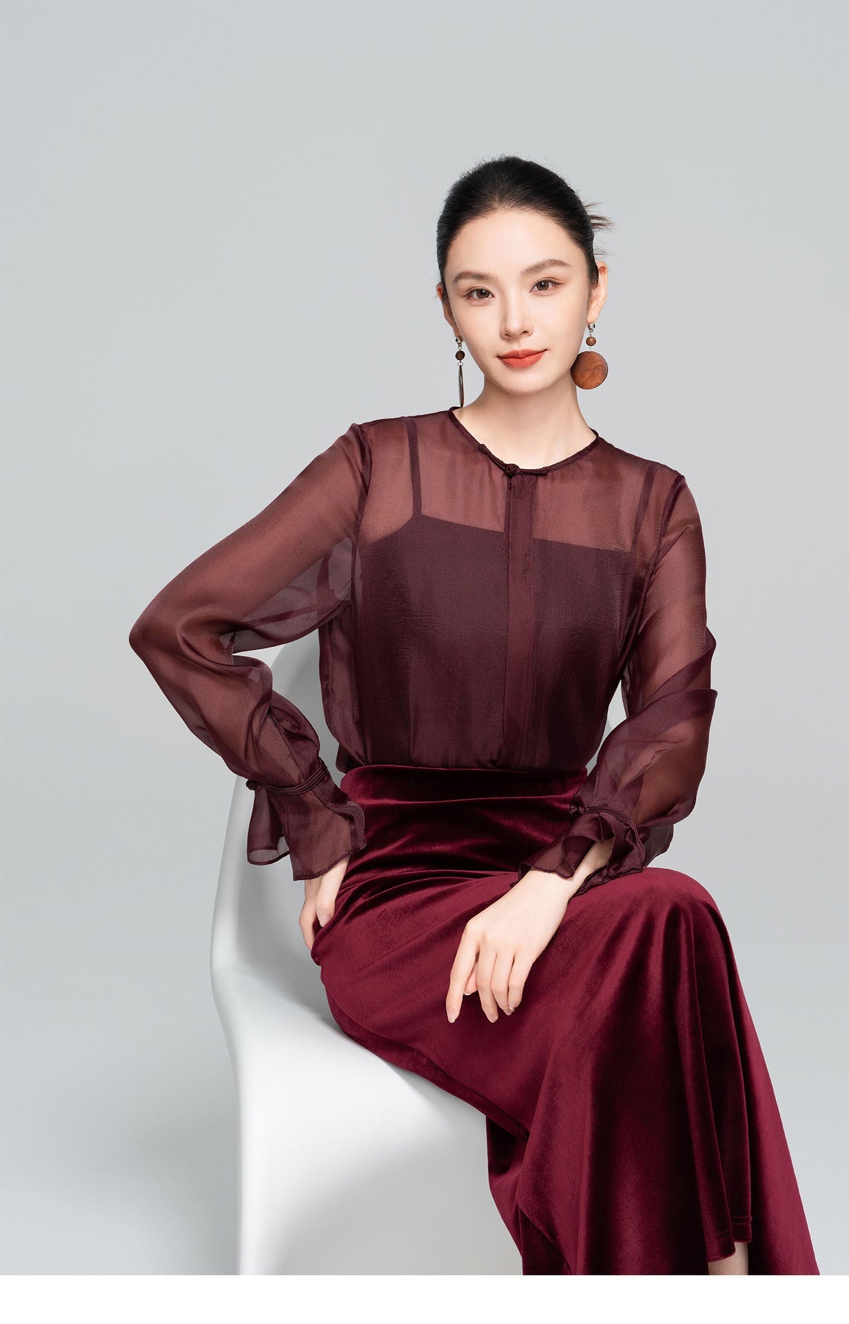 Autumn Velvet Midi Skirt for Women, Elegant Slimming Design