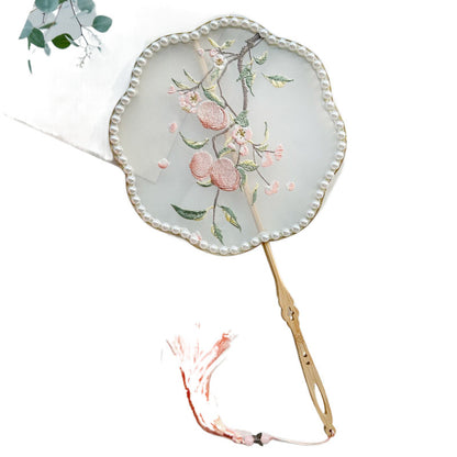 Ancient Style Tassel Round Fan — Hanfu Dance Fan for Adults & Kids