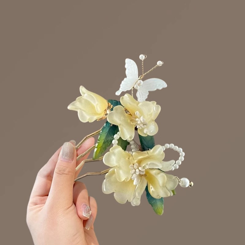 Ancient Style Flower Insert Comb | Chinese Style Hairpin Ornament