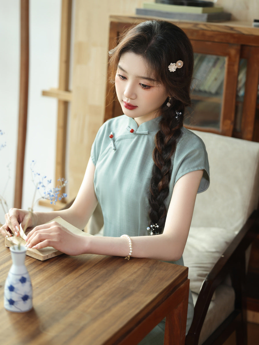 2025 Spring Summer Cheongsam – Slim Fit Artistic Chinese Dress