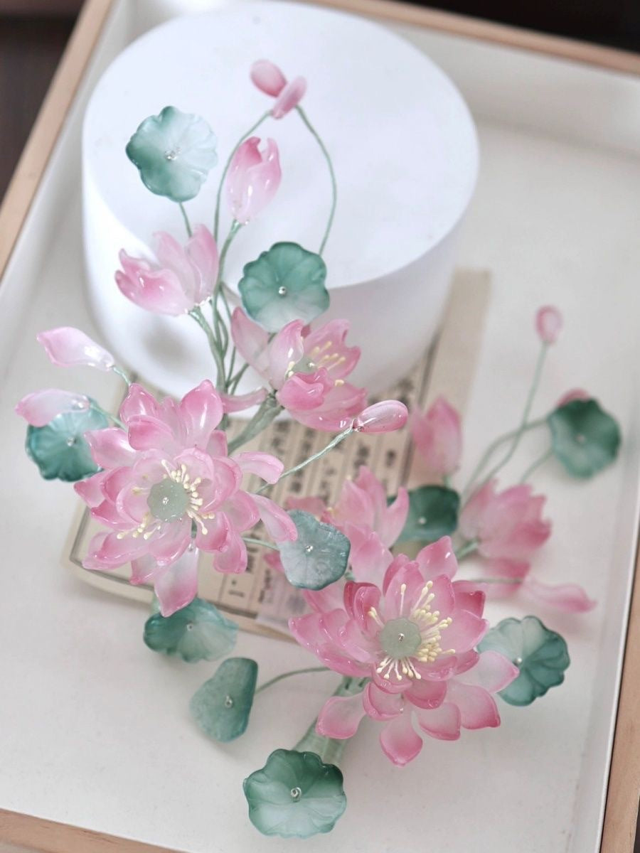 Lotus Flower Hair Clips New Chinese Style Hanfu Cheongsam Accessories