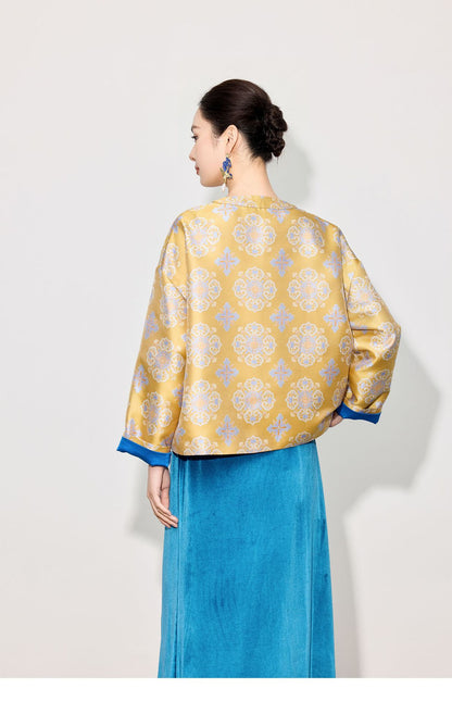 Stylish Retro Jacquard Long Sleeve Jacket