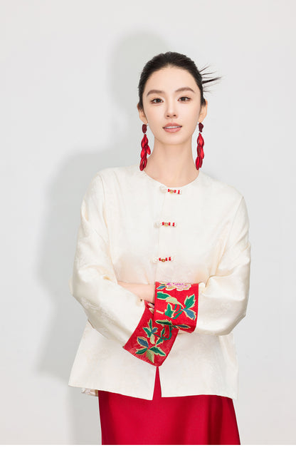 Stylish National Style Embroidered Top for Women