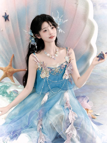Fairy Tang Hanfu — Heavy Embroidery Large Sleeve Slip Dress for Women