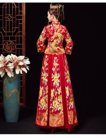 Xiuhe Wedding Dress Bride Plus Size Dragon Phoenix Gown Set