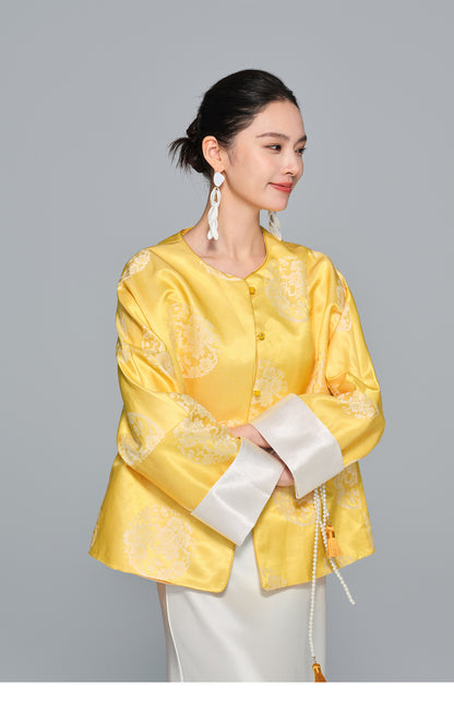 Light Mulberry Silk Jacquard Jacket for Women