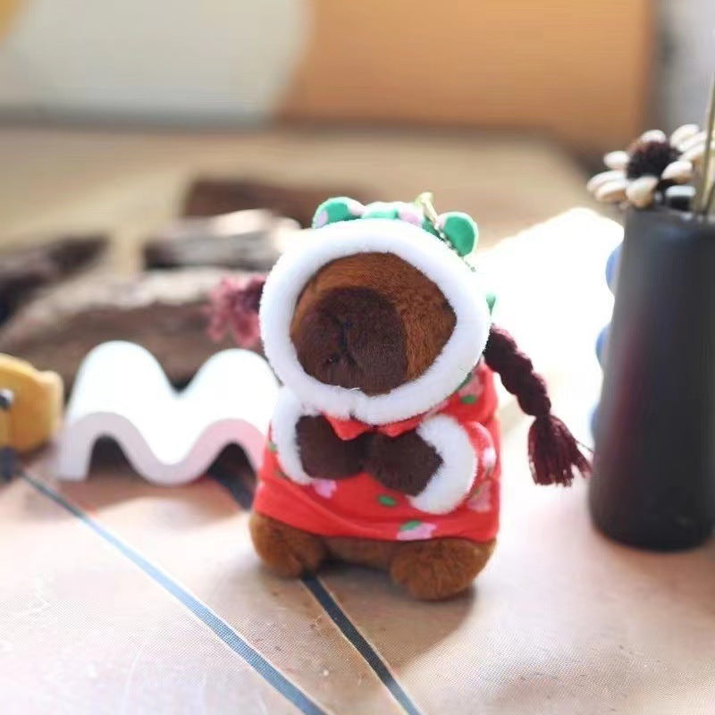 Northeast Floral Capybara Plush Keychain Cute Cartoon Bag Doll