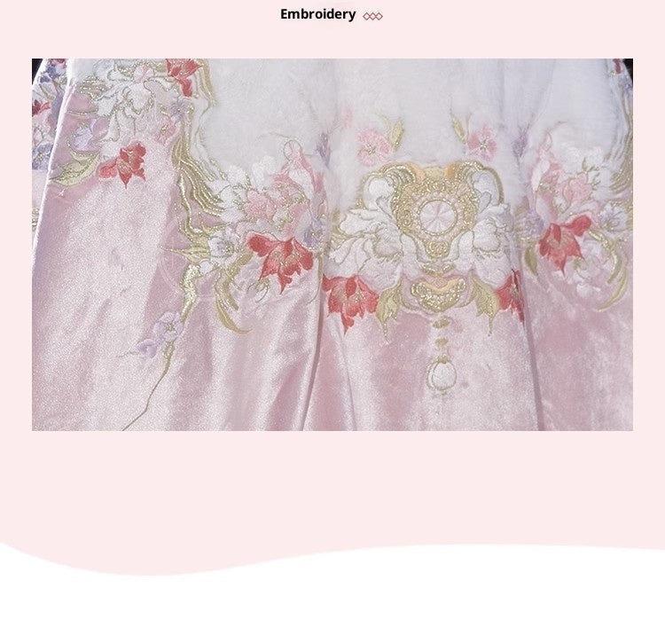 Women's Tang Dynasty Hanfu Winter Embroidered Shirt & Cloak Set