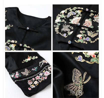 2026 Autumn New Chinese Style Printed Embroidered Acetate Coat for Women