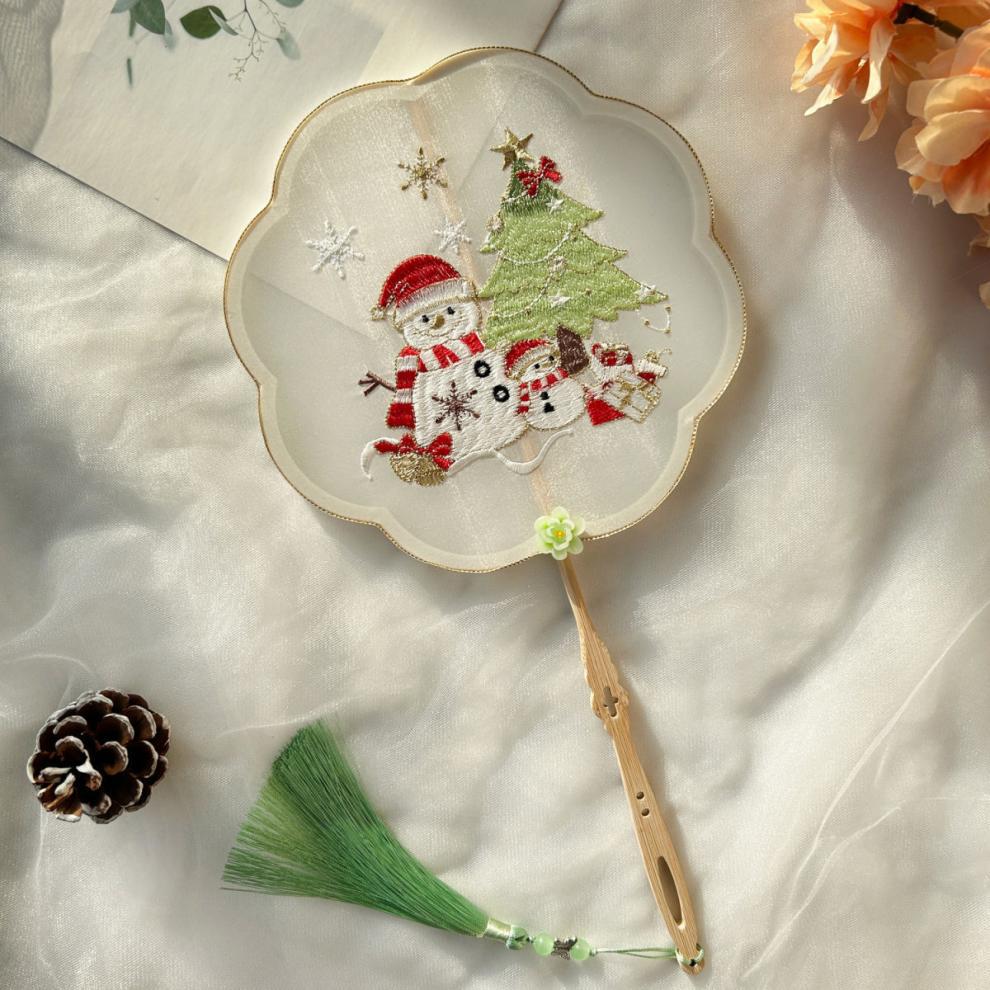 Ancient Style Tassel Round Fan — Hanfu Dance Fan for Adults & Kids