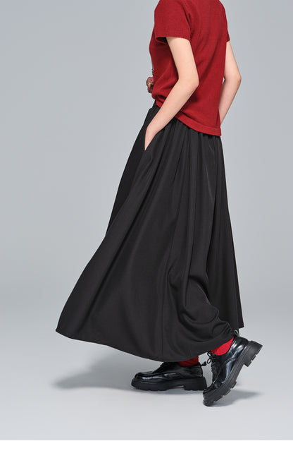 Slimming Vintage Half Skirt with Wide Hem for Women
