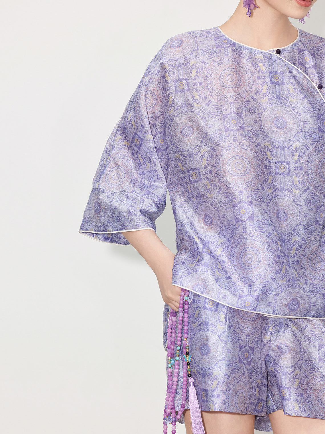 Chinese Style Asymmetrical Shirt & Shorts Set New Summer Casual Outfit