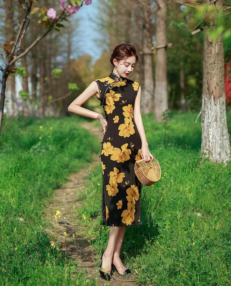 Elegant Sleeveless Cheongsam – Youth Retro High-End Dress