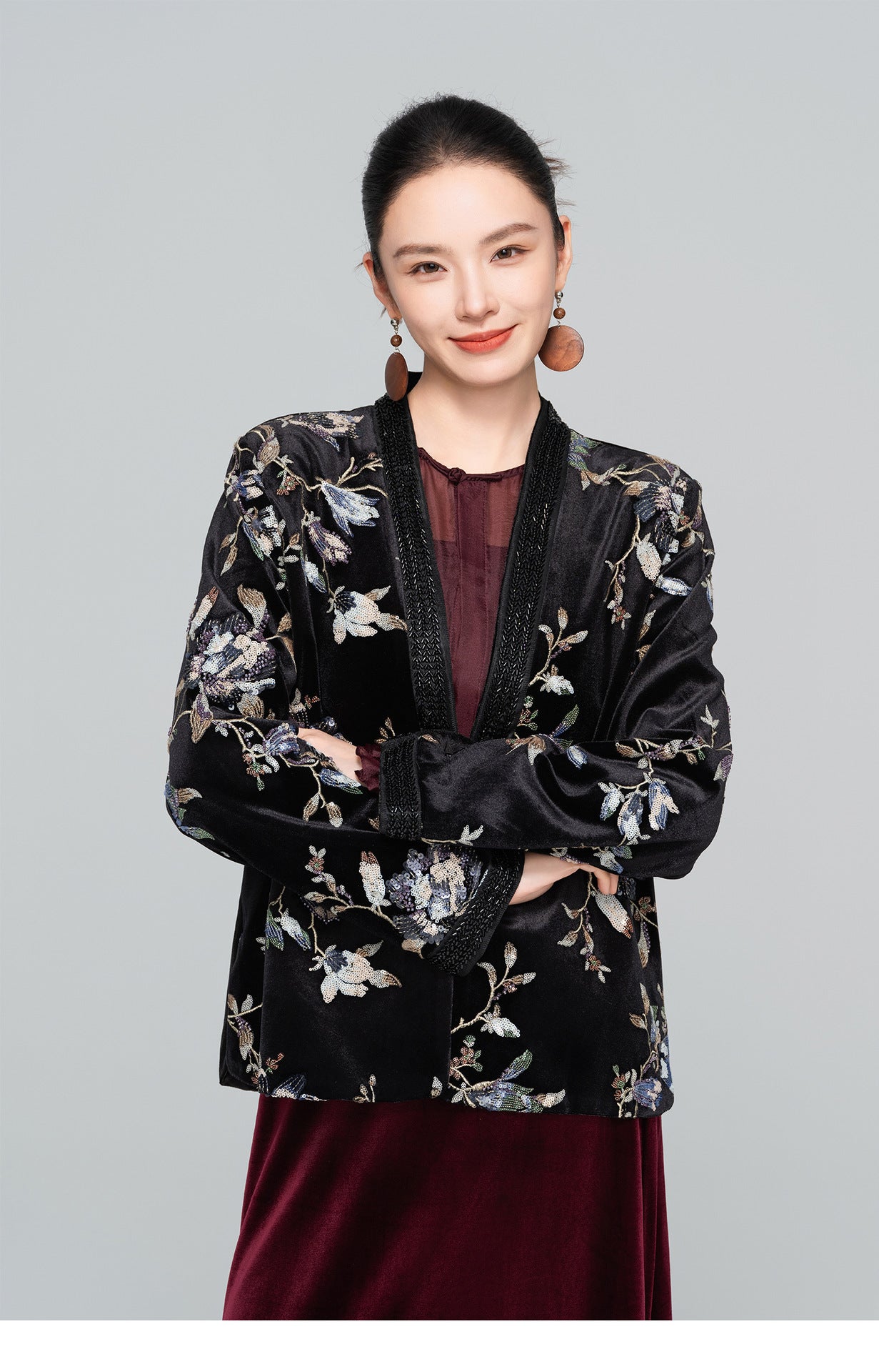 Elegant Loose Retro Sequin Jacket for Women