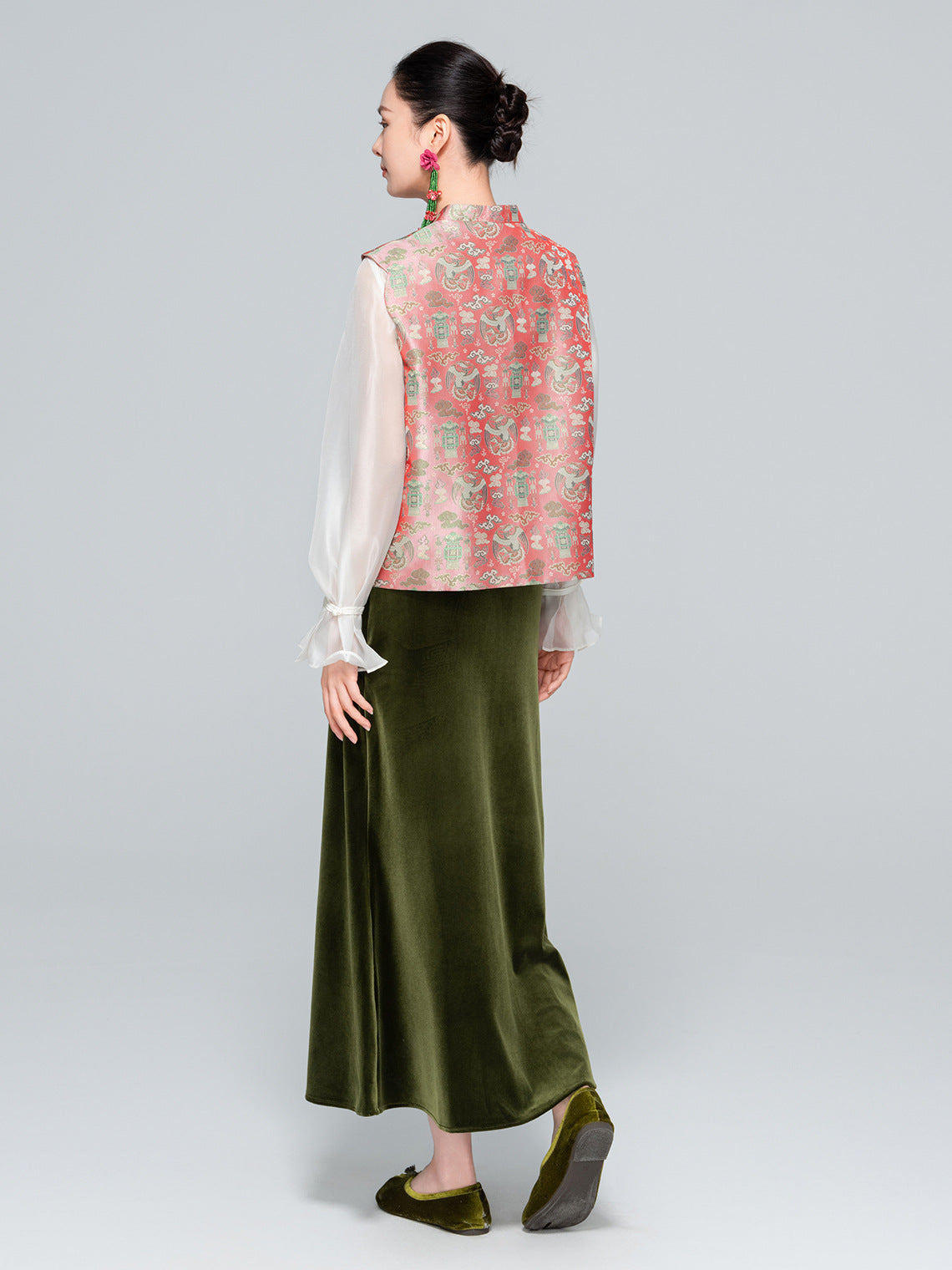 Velvet Draped Glossy Skirt for Women, Elegant Slimming Design