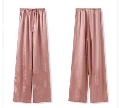 2026 New Chinese Style Elegant Acetate Wide-Leg Pants for Women