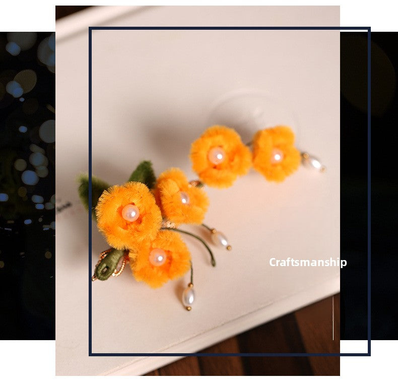 Hanfu Hairpin Osmanthus Clip Side Hair Accessory Chinese Vintage Autumn Winter