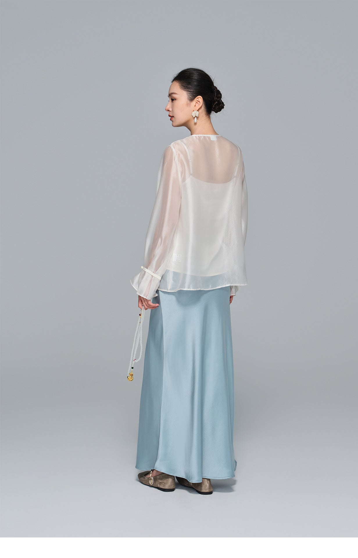 High-End Soft Gauze Long Sleeve Top for Women