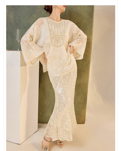 New Chinese Style Beaded Embroidered High-End Blouse for Women