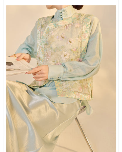 Embroidered Mulberry Silk Vest – New Chinese Style Women's Top