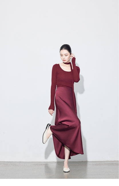 Chic High-End Acetate Midi Mermaid Skirt